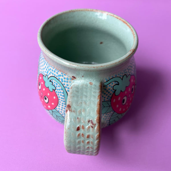 Ceramic Wheel Thrown Strawberry Mug 9oz