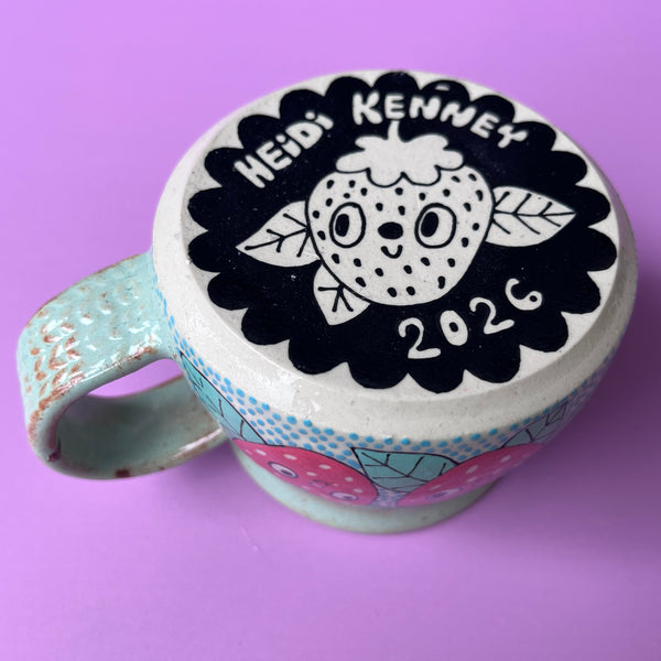 Ceramic Wheel Thrown Strawberry Mug 9oz