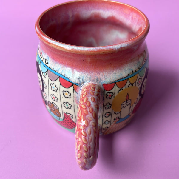 Ceramic Wheel Thrown Spider Knitting Crochet Mug 13oz