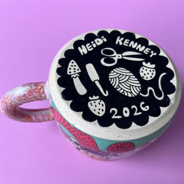 Ceramic Wheel Thrown Spider Knitting Crochet Mug 13oz