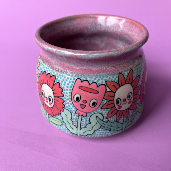 Ceramic Wheel Thrown Flower Mug 11oz