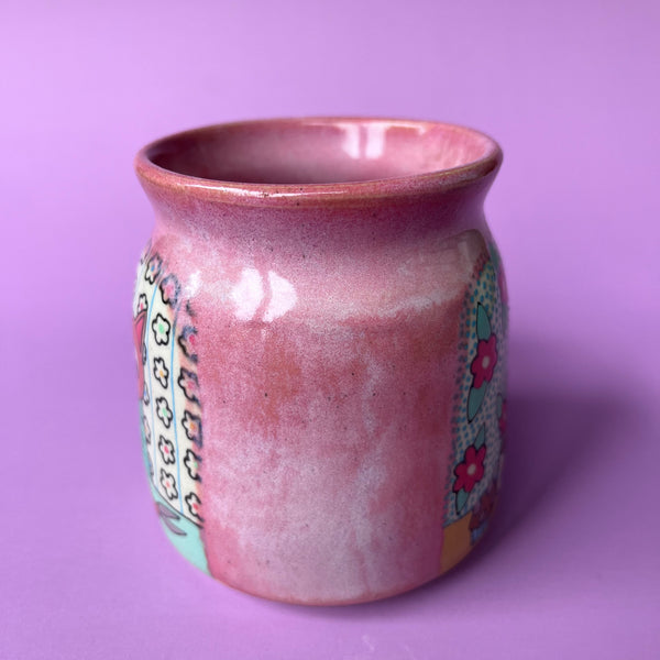Ceramic Wheel Thrown Cat Crafts Knitting Mug 12oz