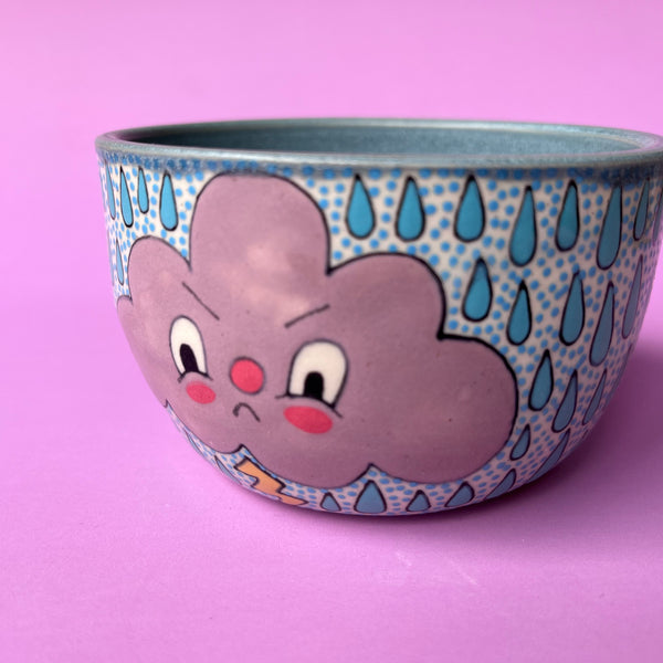 Ceramic Wheel Thrown Raincloud Bowl 11oz