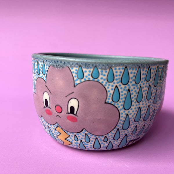 Ceramic Wheel Thrown Raincloud Bowl 11oz