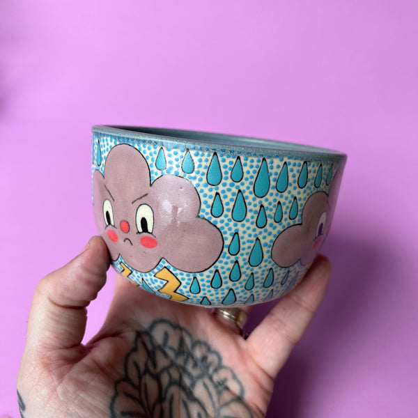 Ceramic Wheel Thrown Raincloud Bowl 11oz