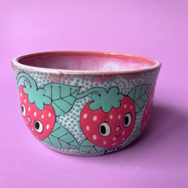 Ceramic Wheel Thrown Strawberry Bowl 6.5oz