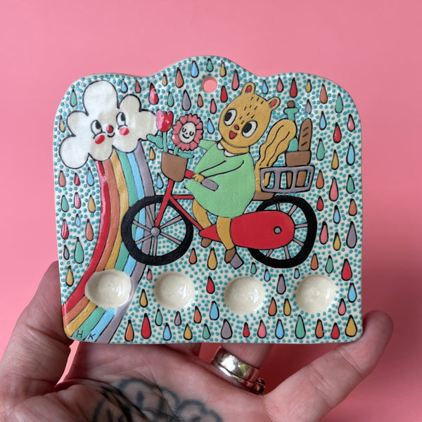 Ceramic Hand Built Squirrel Paint Palette