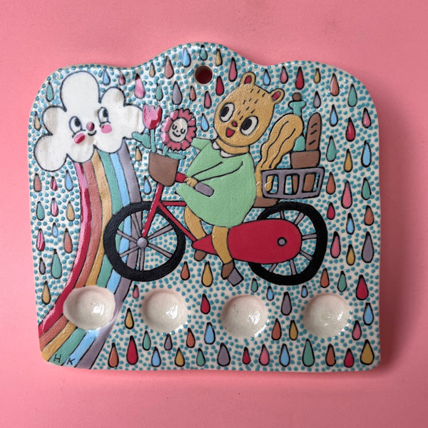 Ceramic Hand Built Squirrel Paint Palette