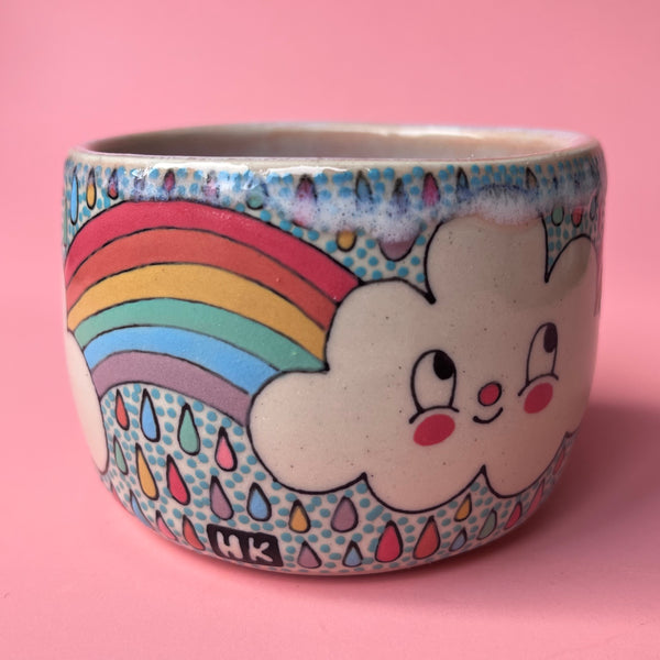 Ceramic Wheel Thrown Rainbow Cloud Bowl 9oz