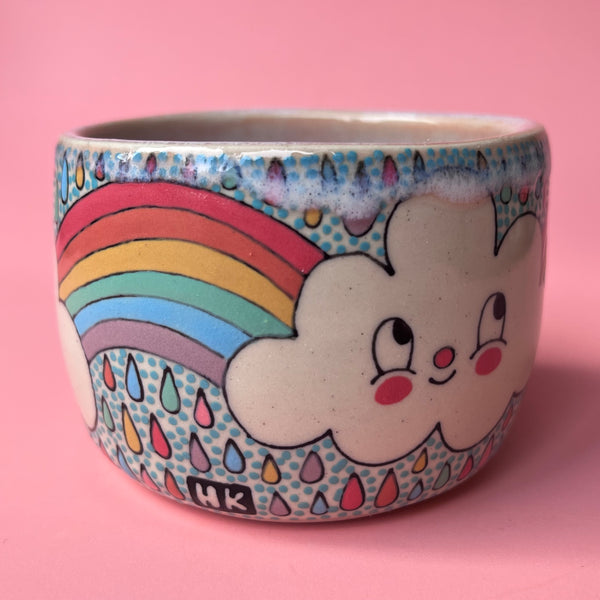 Ceramic Wheel Thrown Rainbow Cloud Bowl 9oz