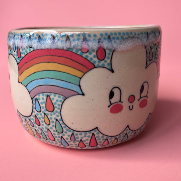 Ceramic Wheel Thrown Rainbow Cloud Bowl 9oz