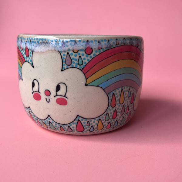 Ceramic Wheel Thrown Rainbow Cloud Bowl 9oz