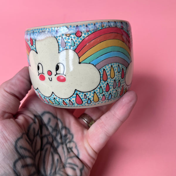Ceramic Wheel Thrown Rainbow Cloud Bowl 9oz
