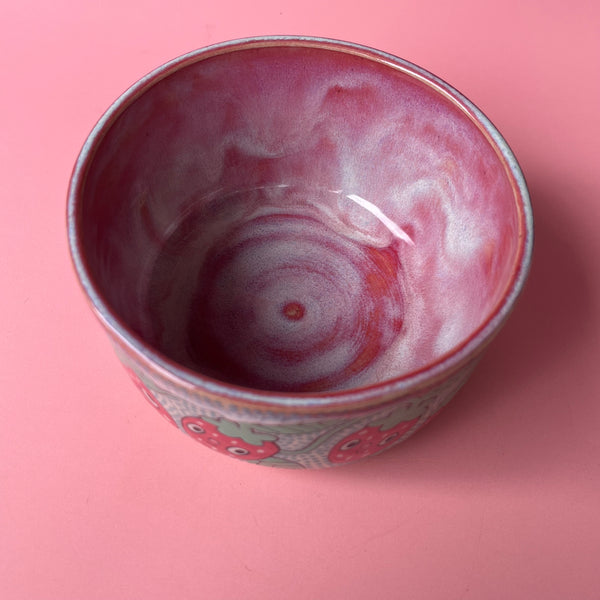 Ceramic Wheel Thrown Strawberry Bowl 13oz