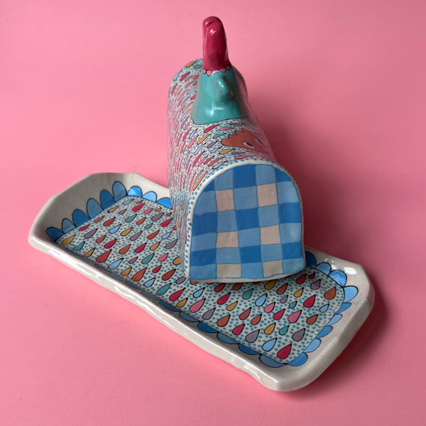 Ceramic Hand Built Happy Flower Butter Dish