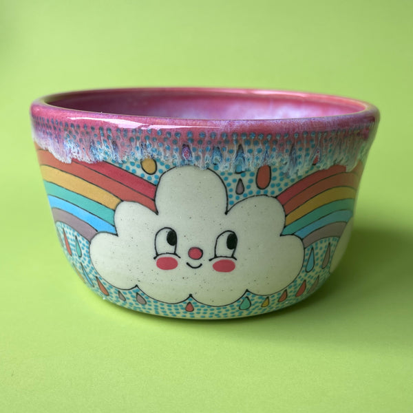 Ceramic Wheel Thrown Rainbow Cloud Bowl 14.5oz