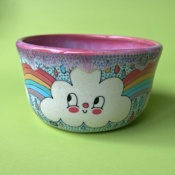 Ceramic Wheel Thrown Rainbow Cloud Bowl 14.5oz