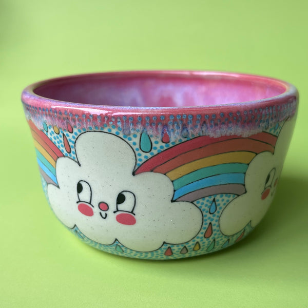 Ceramic Wheel Thrown Rainbow Cloud Bowl 14.5oz