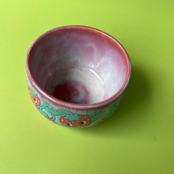 Ceramic Wheel Thrown Strawberry Bowl 10oz