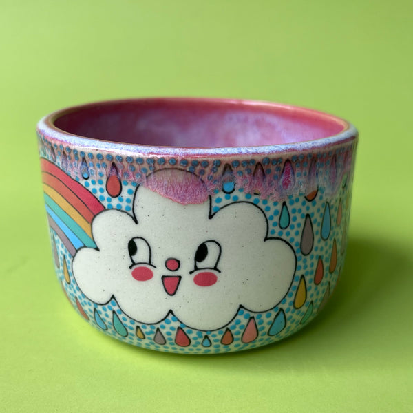 Ceramic Wheel Thrown Rainbow Cloud Bowl 9oz