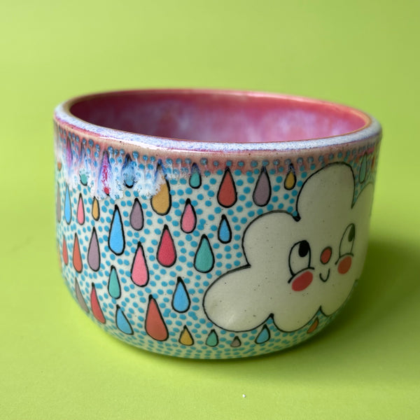 Ceramic Wheel Thrown Rainbow Cloud Bowl 9oz