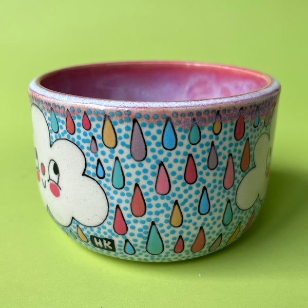 Ceramic Wheel Thrown Rainbow Cloud Bowl 9oz
