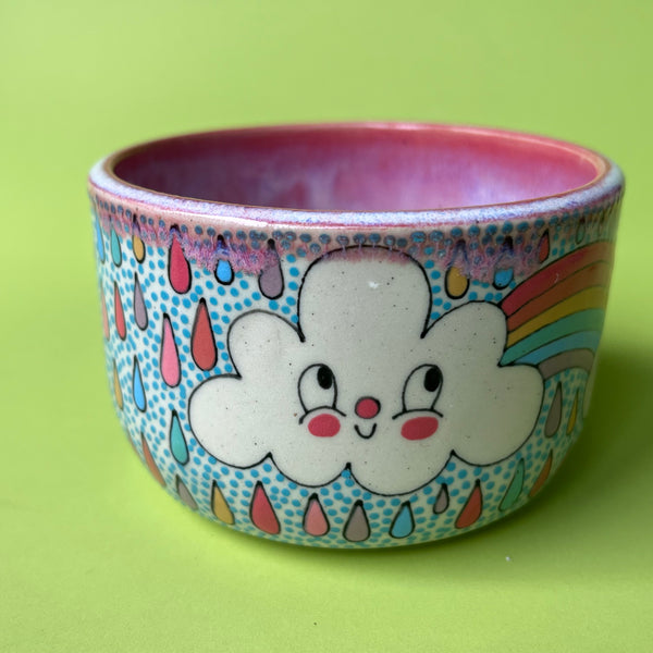 Ceramic Wheel Thrown Rainbow Cloud Bowl 9oz