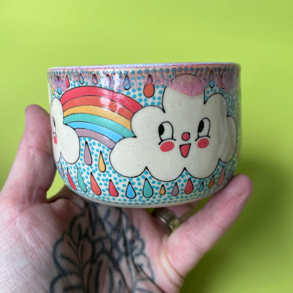 Ceramic Wheel Thrown Rainbow Cloud Bowl 9oz