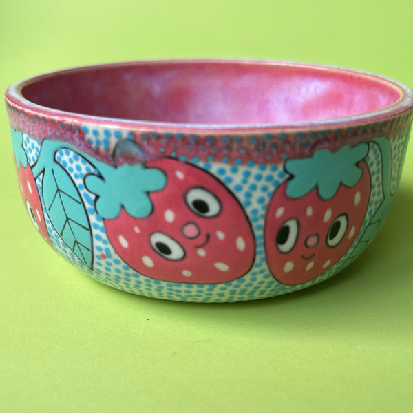 Ceramic Wheel Thrown Strawberry Bowl 6.5oz