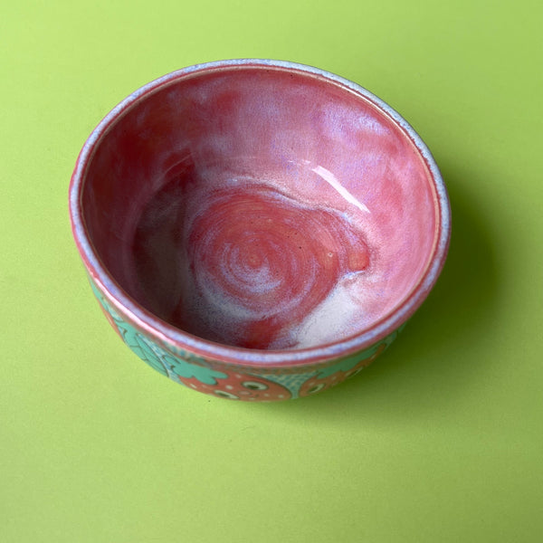 Ceramic Wheel Thrown Strawberry Bowl 6.5oz