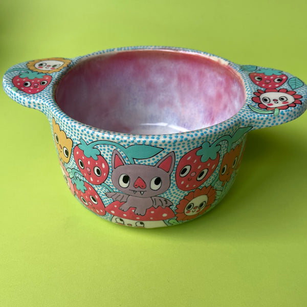 Ceramic Wheel Thrown Bat Strawberry 23oz