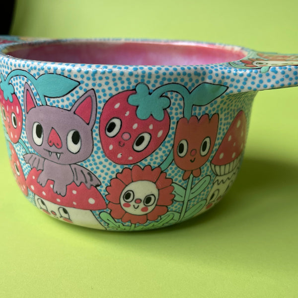Ceramic Wheel Thrown Bat Strawberry 23oz