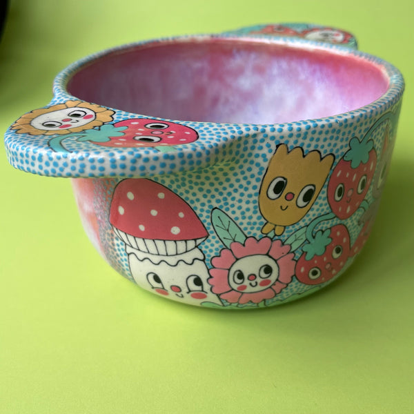 Ceramic Wheel Thrown Bat Strawberry 23oz
