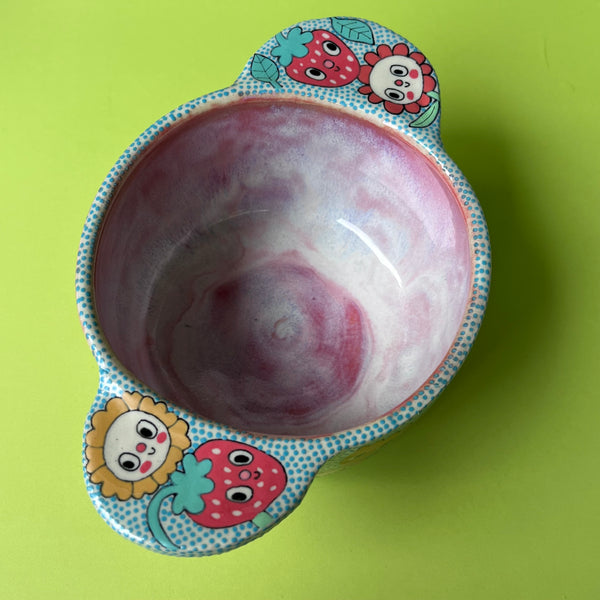 Ceramic Wheel Thrown Bat Strawberry 23oz