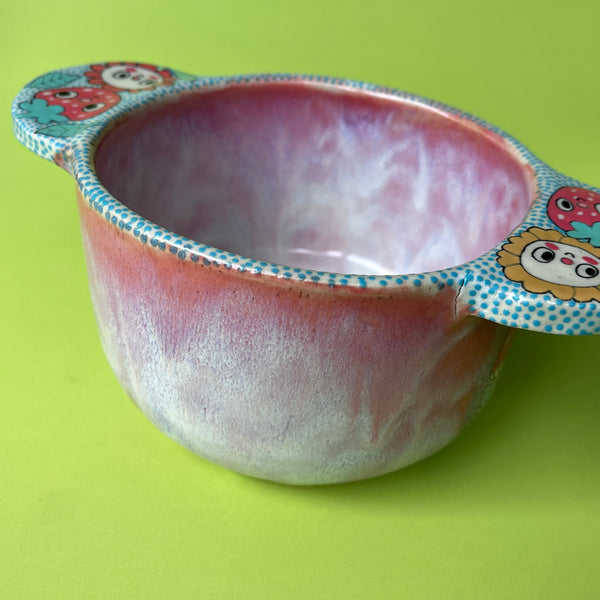 Ceramic Wheel Thrown Bat Strawberry 23oz