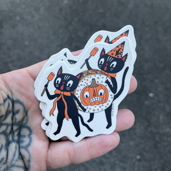 Halloween Band Cat Sticker 3"