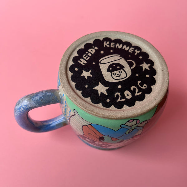Ceramic Wheel Thrown Mug Video Game Cats 14.5oz
