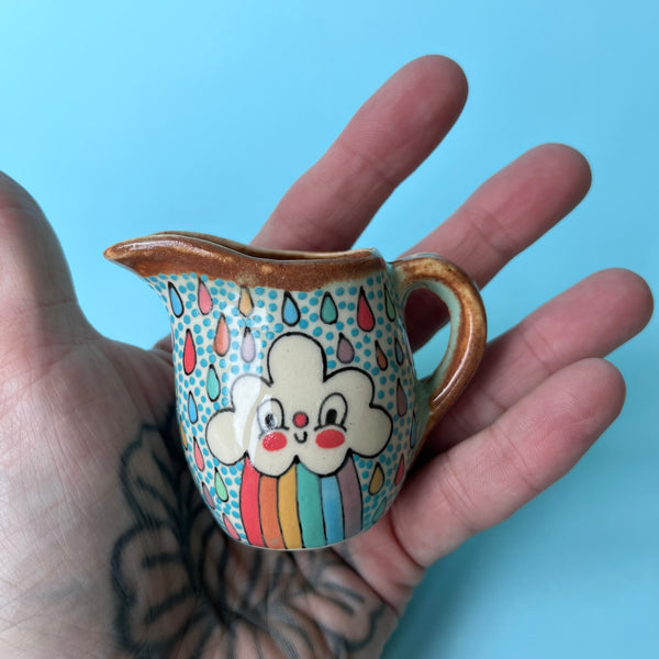 Ceramic Slip Cast Tiny Pitcher Rainbow Cloud