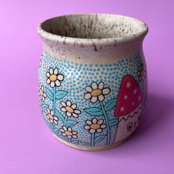 Ceramic Wheel Thrown Mug Mushroom Spider 10oz
