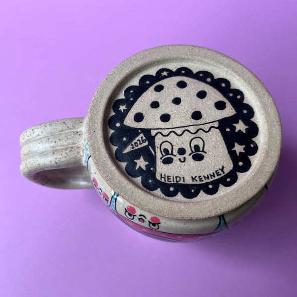 Ceramic Wheel Thrown Mug Mushroom Spider 10oz