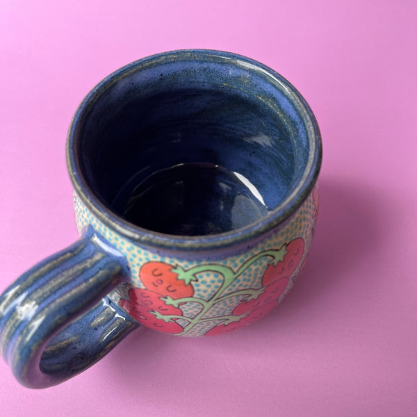 Ceramic Wheel Thrown Mug Cat Tomato 11.5oz