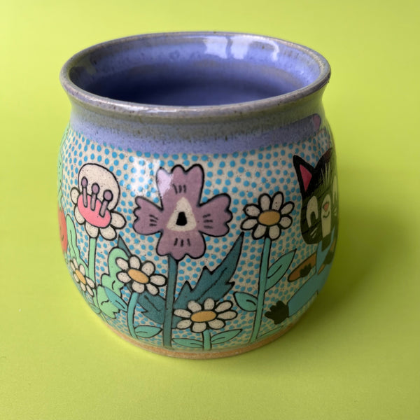 Ceramic Wheel Thrown Mug Cat Frog Tomato 11oz