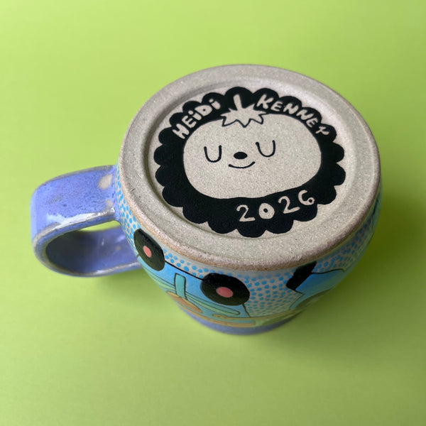 Ceramic Wheel Thrown Mug Cat Frog Tomato 11oz