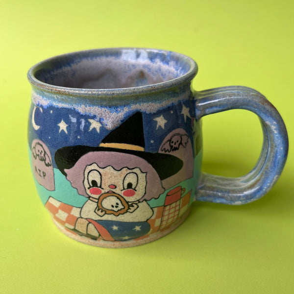 Ceramic Wheel Thrown Mug Witch Graveyard 11oz