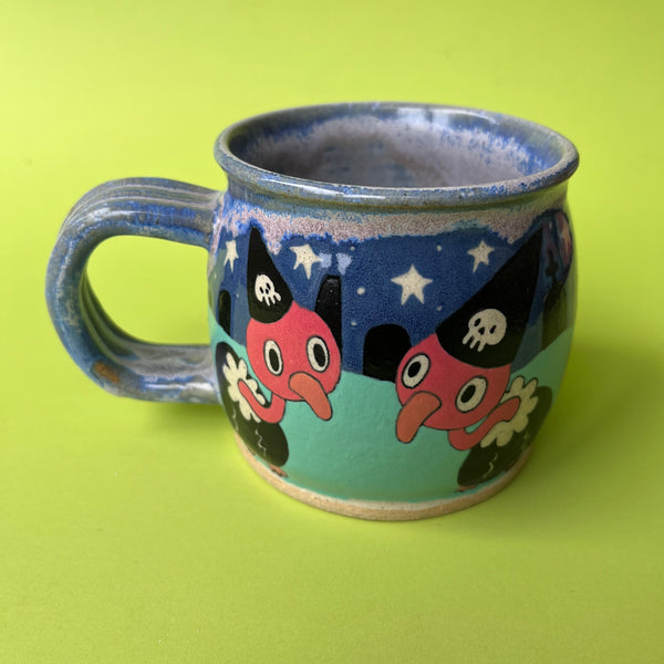 Ceramic Wheel Thrown Mug Witch Graveyard 11oz