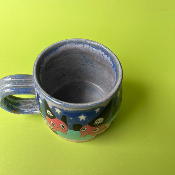 Ceramic Wheel Thrown Mug Witch Graveyard 11oz