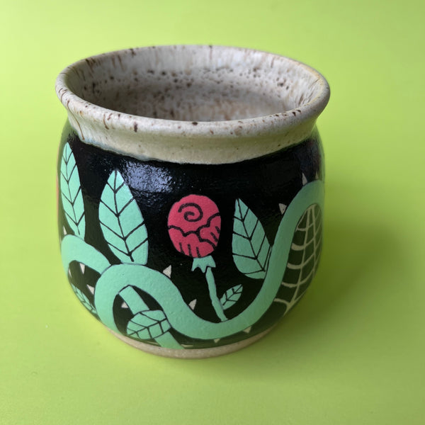 Ceramic Wheel Thrown Mug Spider Rose 12oz