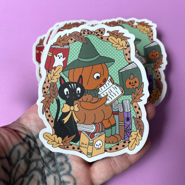 Pumpkin Reader Sticker 4"