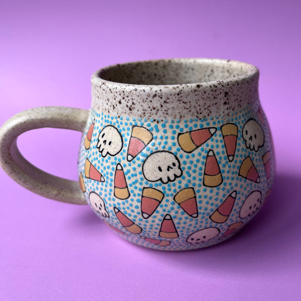 Ceramic Wheel Thrown Halloween Cat Mug 15oz