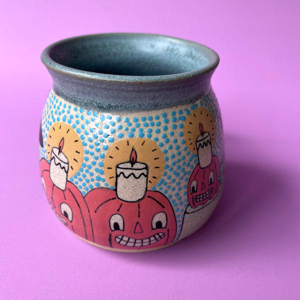 Ceramic Wheel Thrown Knitting Witch Mug 10.5oz